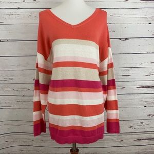 Avenue Striped 3/4 Sleeve Sweater Size 18/20